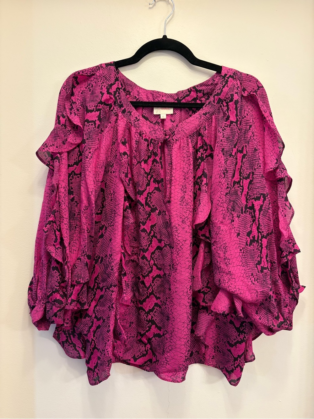 Parker 100% Silk Snake Print Blouse Pink Purple Black Women's XS Dolman Sleeve